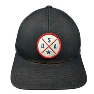 Haka Trucker Hat Black One Size USA Patch Mesh Back Snapback Curved Brim Outdoor